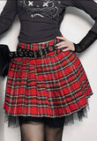 Sexy Plaid Print Pleated Mini Micro Preppy Style Y2K Harajuku Grunge Mesh Skater Patchwork Kawaii JK Girls Skirts