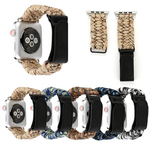 Survival Rope strap For Apple watch band 49mm 44mm 40mm 45mm/41mm 42mm 38mm Outdoors Leather clasp belt Bracelet iWatch 5 se 6 7