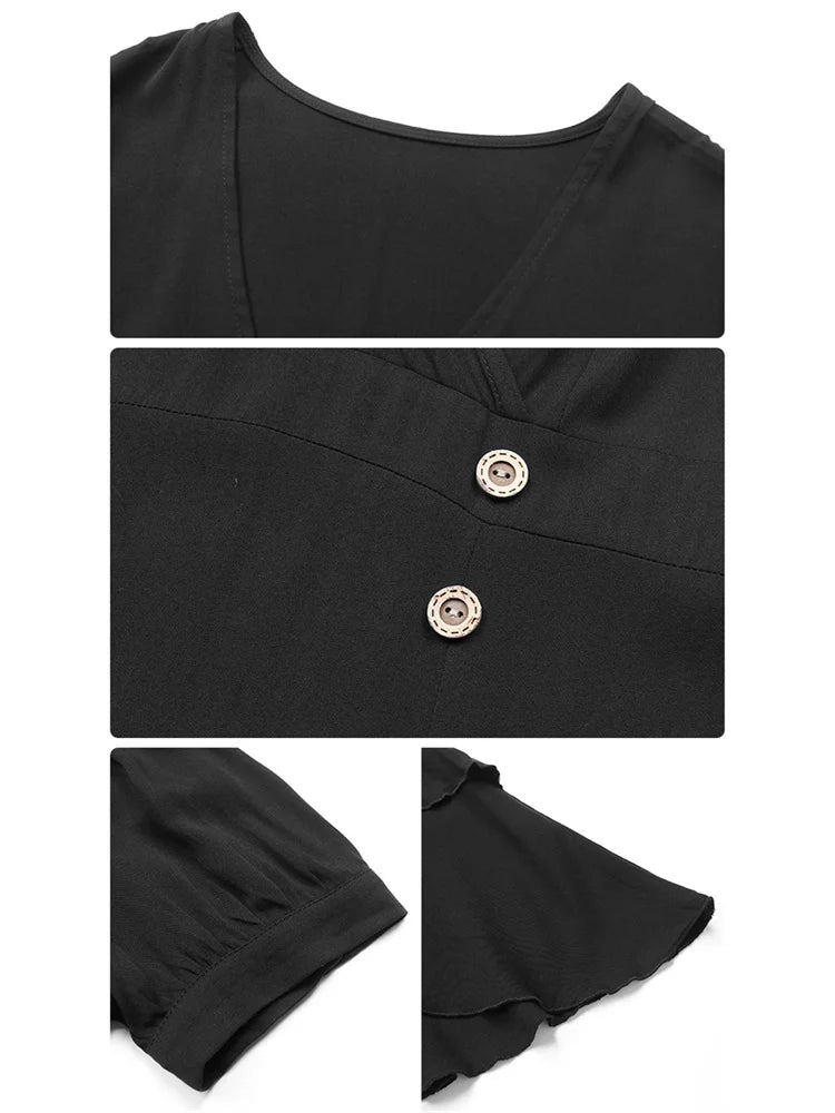 2024 High Low Solid Vintage Pencil Dress Irregular Hem Ruffle Hem Elegant Summer Short Sleeve Bandage Sheath Dresses