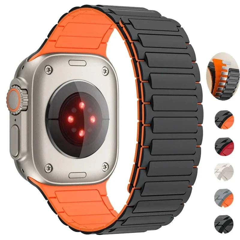 Magnetic Strap for Apple Watch Ultra2 Band 44mm 45mm 42mm 49mm 38 40mm 41mm Silicone Bracelet for IWatch Series 9 8 7 6 5 4 Se 3