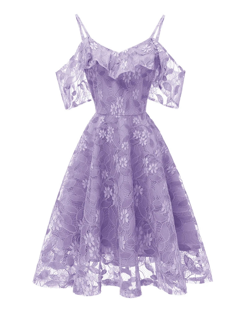 V-Neck Spaghetti Strap Ruffle Elegant Birthday Dress for Women Sexy Ba   jetechband