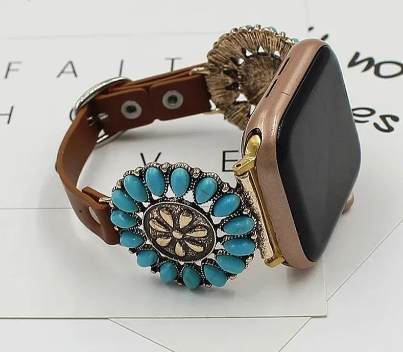Retro Genuine Leather Strap For Apple Watch Ultra2 Band 44mm 40mm Decorative 42mm 38mm Bracelet iwatch Series 5 4 3 6SE 7 41/45