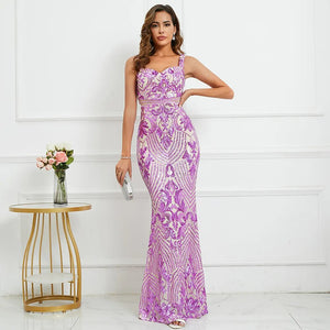 Strap Sequin Evening Sleeveless Sexy Beading Party Maxi Dress Long Prom Dress