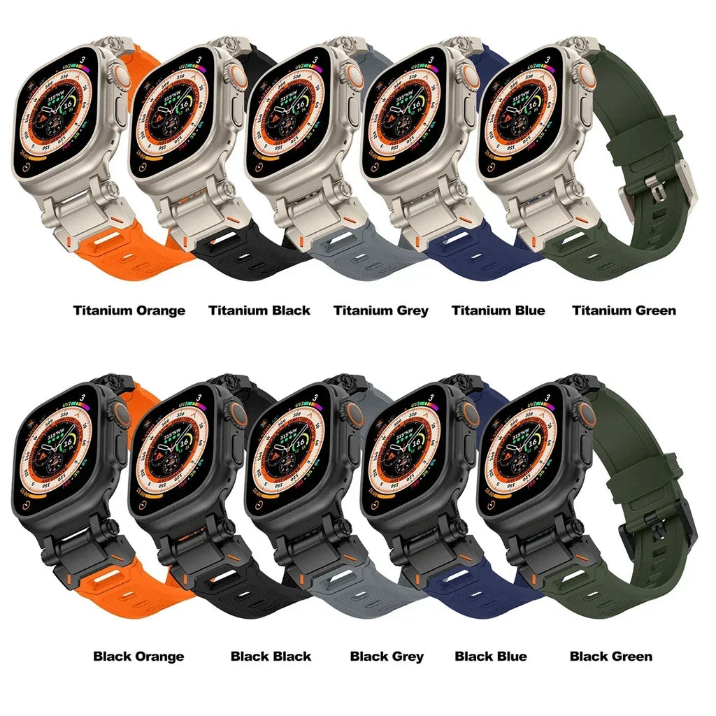 TPU Sport Strap for Apple Watch 9 45mm Ultra 2 49MM 44mm 42mm Titanium Color Silicone Watchband for IWatch Series 9 8 SE 7 6 4 5