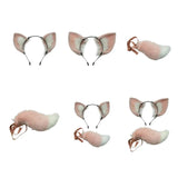 Long Fur Fox Ears Anime Cosplay Headband Hairband with Plush Tail Halloween Cosplay Party Costume for Kids Anime Lover