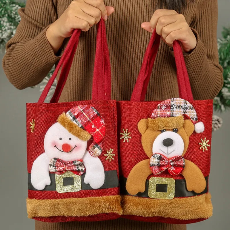 Christmas Tote Bags Snowman Fawn Children Gift Candy Storage Bags Christmas Decorations