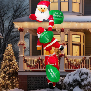 8FT Christmas Inflatables Outdoor Decorations Climbing Santas Blow Up with Build-in LEDs for Yard Window Decoration