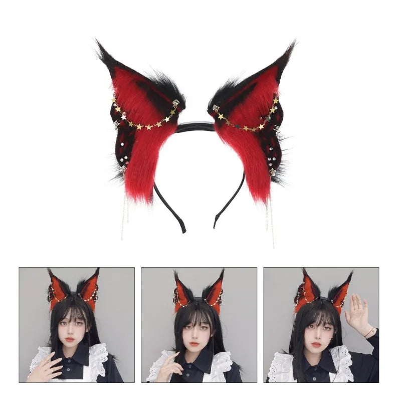 Electric Bunny Headband with Dangle Jewelry Decors Adult Punk Cosplay Headband