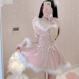 Winter Female Santa Cosplay Costume Carnival Masquerade Party Sexy Red Velvet Suit Stage Performance Uniform Maid Tight Skirt
