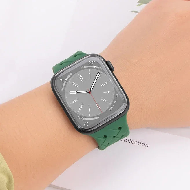Silicone Woven Loop Bracelet For Apple Watch 44mm Band 49mm 45mm For iWatch Series Ultra 8 7 6 SE 5 4 Sport Rubber Wristband