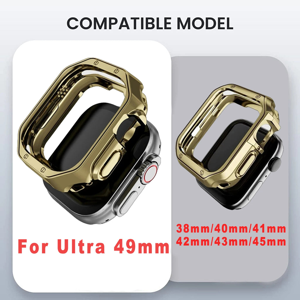 Strap+Case for Apple Watch Ultra Band 49mm 44mm 45mm 40mm 42mm 38 Fashion Armor TPU Cover Protective Iwatch Series 8 7 6 SE 5 4