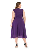 1XL 2XL 3XL 4XL Women Dress O-Neck Summer Lace and Chiffon High Waist A-Line Vintage Peplum Ladies Long Dresses