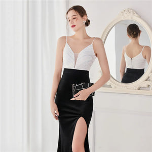 Strap Velour Sexy Slit Sequin Evening Dress Women's Party Maxi Dress Long Prom Dress