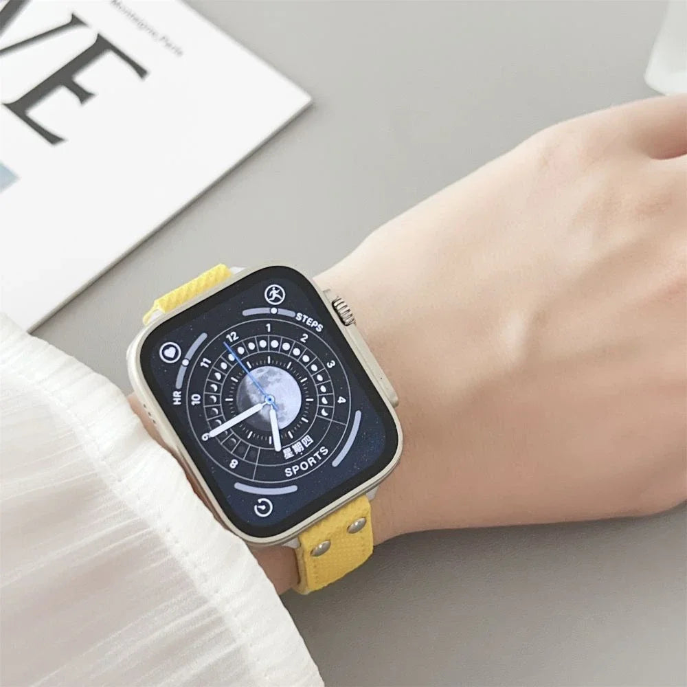 Slim Magnetic Buckle Nylon Strap For Apple Watch Ultra 49mm 45mm 41mm For iWatch 8 7 6 5 4 Se 44mm 42mm 40mm Candy Color Band