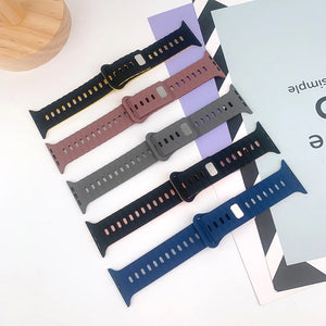 No Gaps Strap for Apple Watch Band Ultra 49mm 45mm 44mm 42mm 41mm 40mm 38mm Fashion Soft Silicone Bracelet IWatch 8 7 6 SE 5 4 3