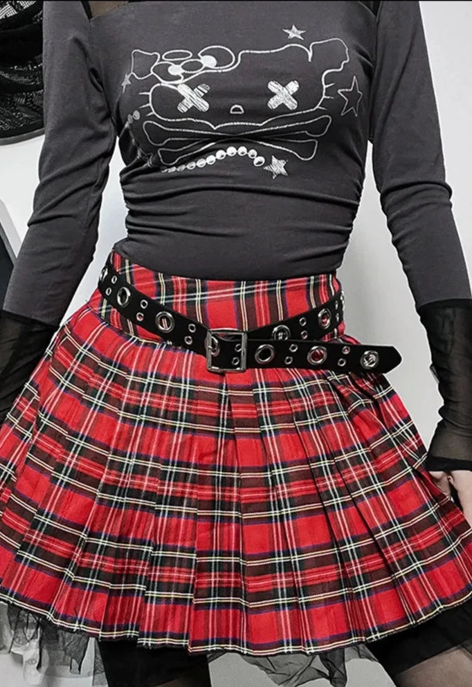 Sexy Plaid Print Pleated Mini Micro Preppy Style Y2K Harajuku Grunge Mesh Skater Patchwork Kawaii JK Girls Skirts