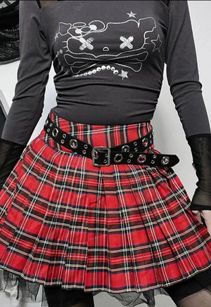 Sexy Plaid Print Pleated Mini Micro Preppy Style Y2K Harajuku Grunge Mesh Skater Patchwork Kawaii JK Girls Skirts