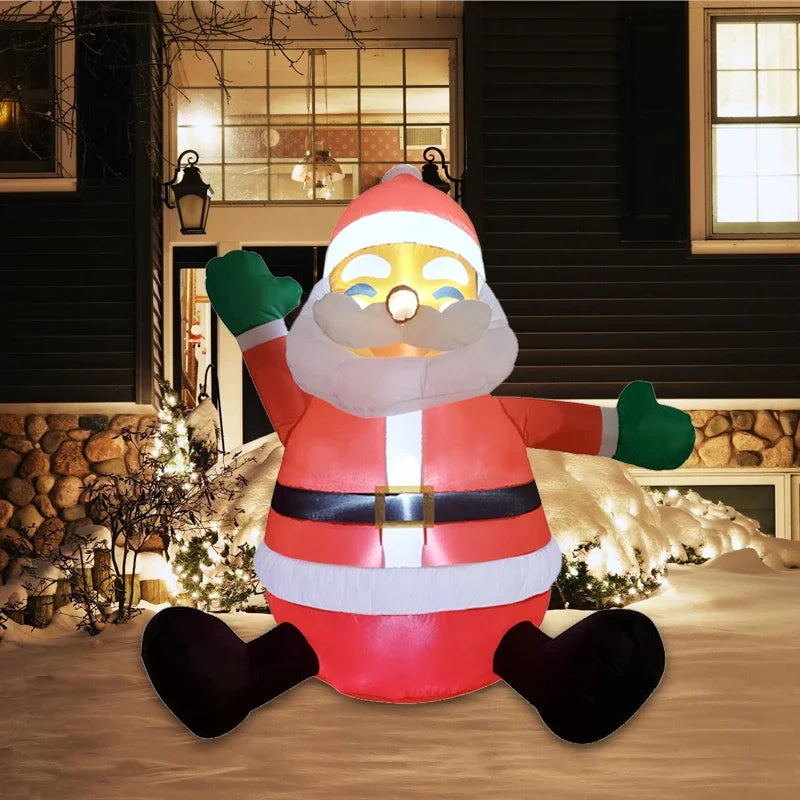 Christmas Santa Claus Inflatable 1.2M LED Lights Model Festival Decoration Outdoors Courtyard Props Ornament Gift
