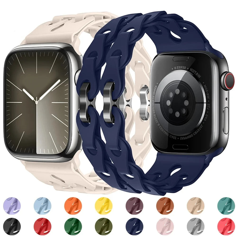 Silicone Strap For Apple Watch Ultra2 49mm Band 42mm44mm 45mm 40mm 41mm sport correa bracelet for iwatch Series 9 8 7 6 5 se 4 3