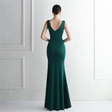 Candy Color Women Party Maxi Dress Black Soft Satin Sexy V Neck Evening Dress Long Bridesmaid Drress