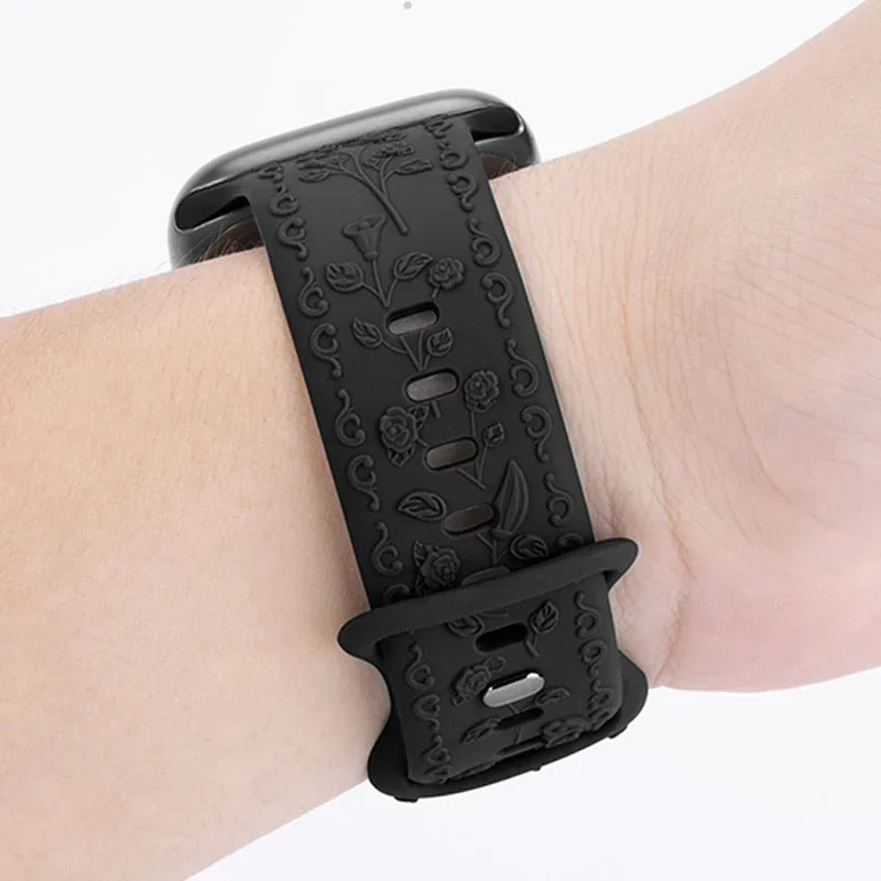 Engraved Strap for Apple Watch Ultra 2 Band 49mm 44MM 40mm 41/45mm 38/42mm Silicone Bracelet For IWatch Series 9 8 7 6 SE 5 4 3