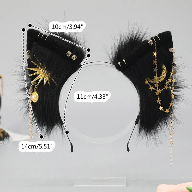 Anime Character Headband Wolf Ears Shape Hair Hoop Plush Carnivals Party Headpiece Cosplay Party Costume Props Unisex