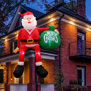 8FT Climbing Santa Christmas Inflatable Christmas Yard Decorations with LED Blow up Yard Decoration for Outdoor