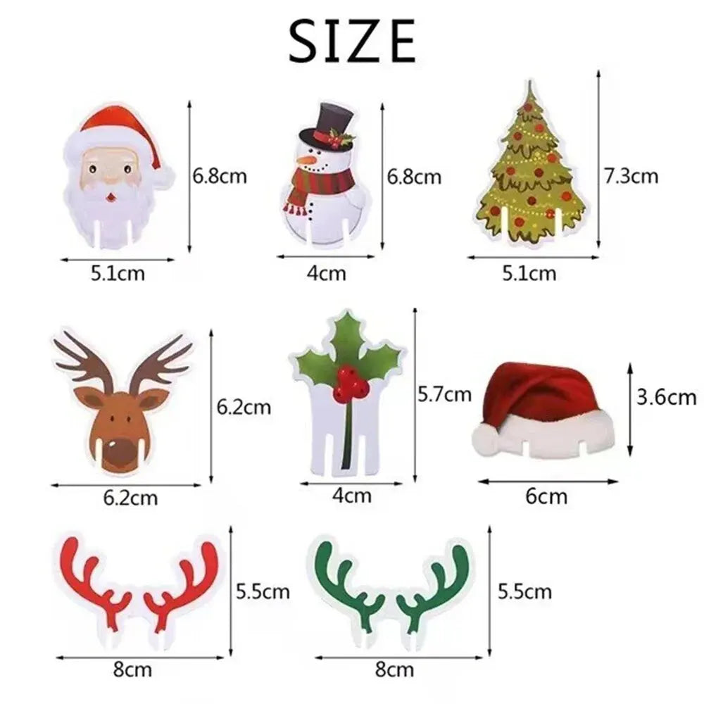 Christmas Cup Card Decoration Santa Hat Wine Glass Decor Xmas Tree Ornaments Home Party Decor New Year Gift 10PCS
