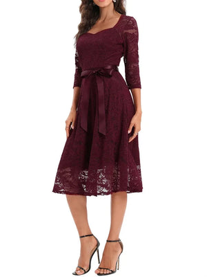 2024 Half Sleeve Summer Lace Party Short Ladies Dress Elegant Office Retro Vintage Flare Tea Cocktail Swing Flare Dresses