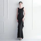 Elegant O Neck Beading Party Maxi Dress Women Long Prom Evening Dress