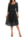 2024 Half Sleeve Summer Lace Party Short Ladies Dress Elegant Office Retro Vintage Flare Tea Cocktail Swing Flare Dresses