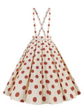 Polka Dot Print Vintage Suspender Skirts for Women Summer Clothes Preppy Style 2024 Belted Pleated Midi Skirt