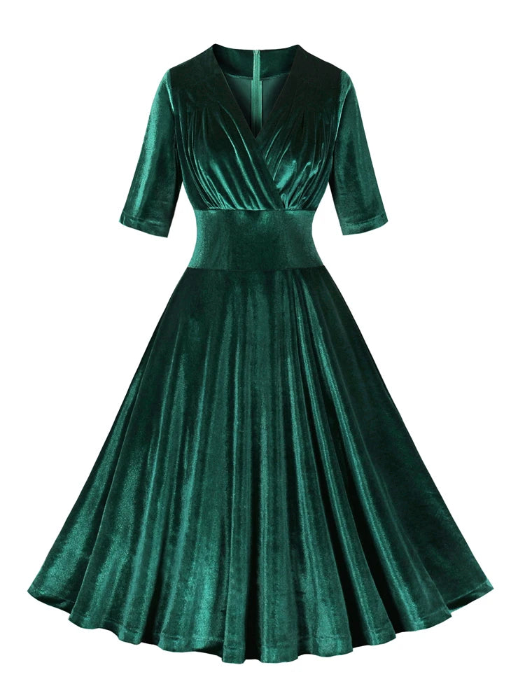 christmas dress v neck JoveMarine Christmas Dresses for Women Christmas Print Flare Dress for Women Long Sleeve Dress Hollow Party Casual Dresses with V Neck for Holiday