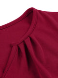 V-Neck Keyhole High Waist Solid 40s 50s Swing Dresses for Women Short Sleeve Cocktail Elegant Prom Party Vintage Dress