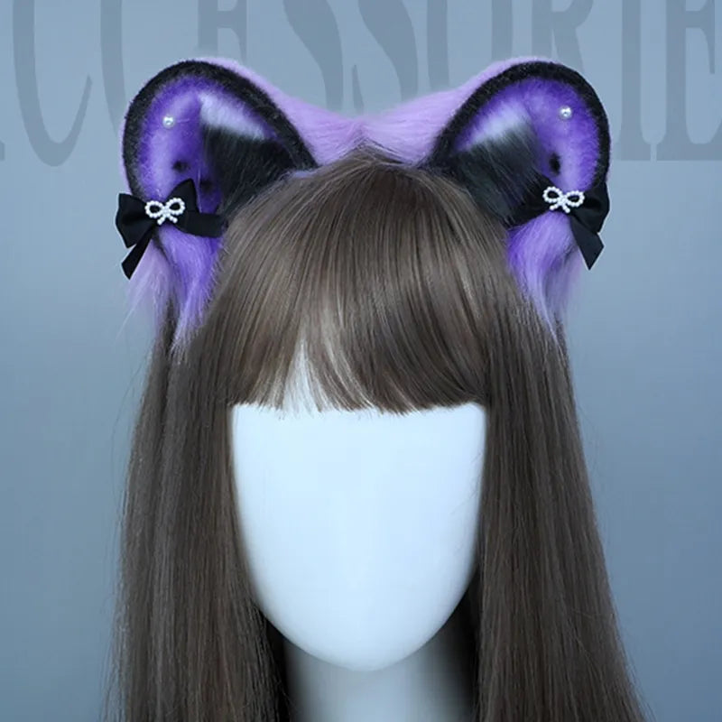 CatEar Hair Hoop Faux Fur Headband CatEar Headband Animal Hair Hoop Lolita Headband Plush Headband With Ears Headdress