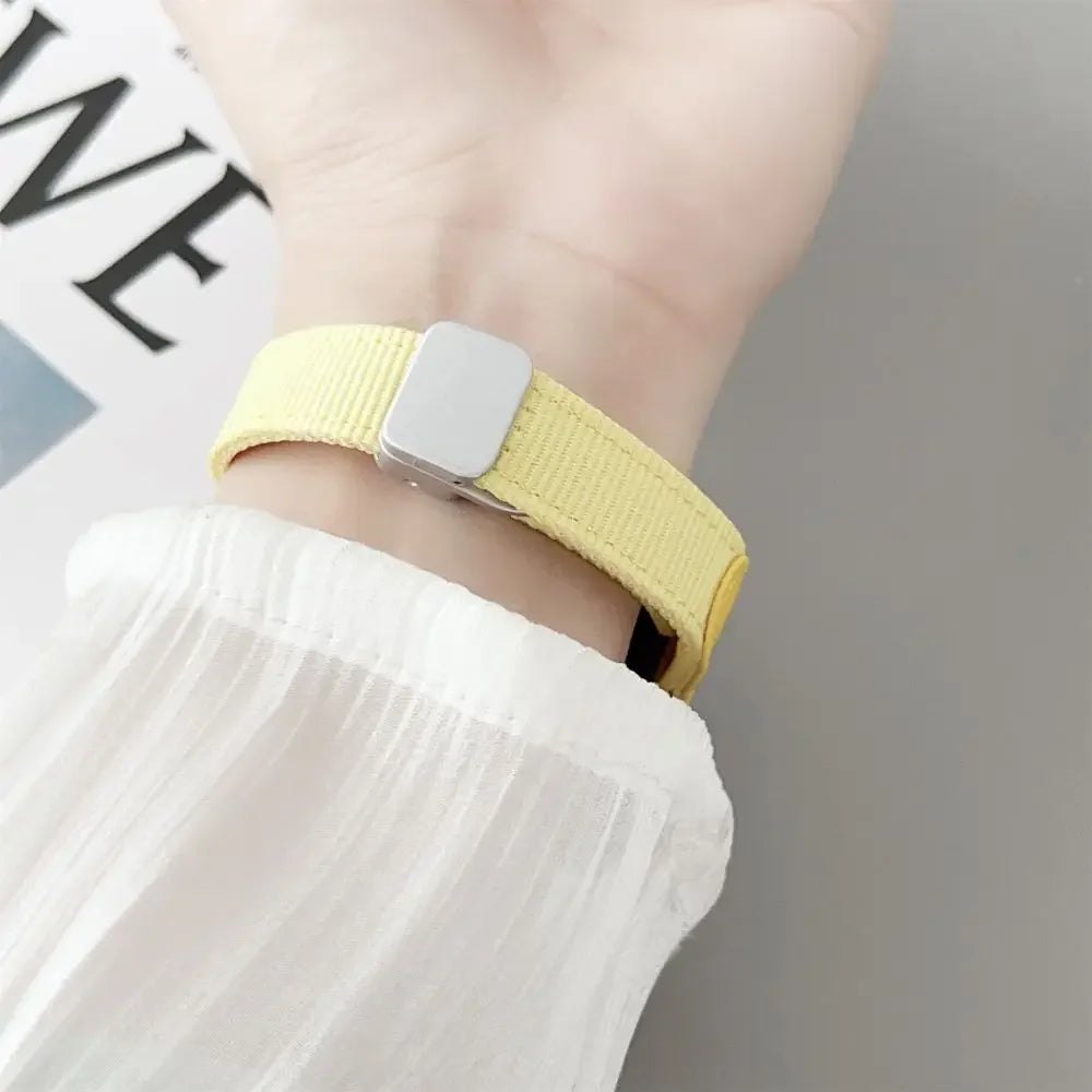 Slim Magnetic Buckle Nylon Strap For Apple Watch Ultra 49mm 45mm 41mm For iWatch 8 7 6 5 4 Se 44mm 42mm 40mm Candy Color Band