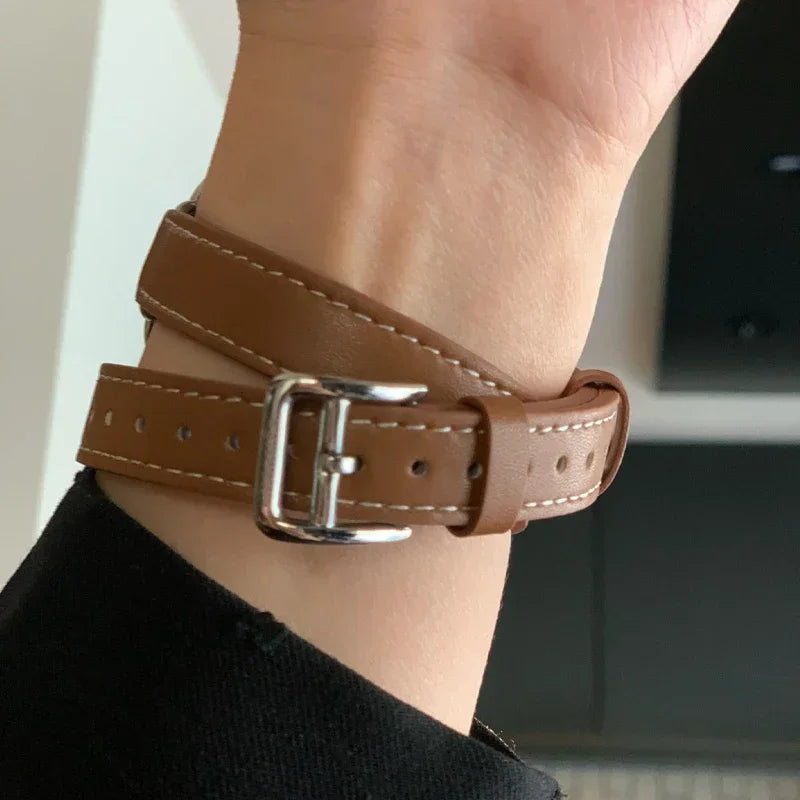 Leather Strap for Apple Watch Ultra 2 Band 49mm 41mm 45mm 40mm 44mm Correa For IWatch Series 9 8 7 6 SE 5 4 Replacement Bracelet