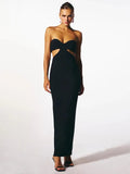 Off Shoulder Sexy Black Hollow Out Evening Dress Women Night Party Celebrity Dress
