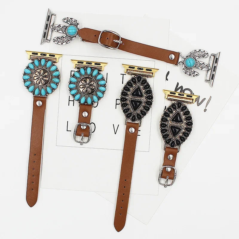 Retro Genuine Leather Strap For Apple Watch Ultra2 Band 44mm 40mm Decorative 42mm 38mm Bracelet iwatch Series 5 4 3 6SE 7 41/45