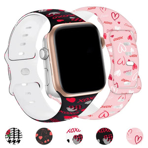 Lover Heart Rose Straps For Apple Watch Ultra2 49 38 40 41 42 44 45mm Correa Silicone Band for iWatch Series 9 876 SE54 Bracelet