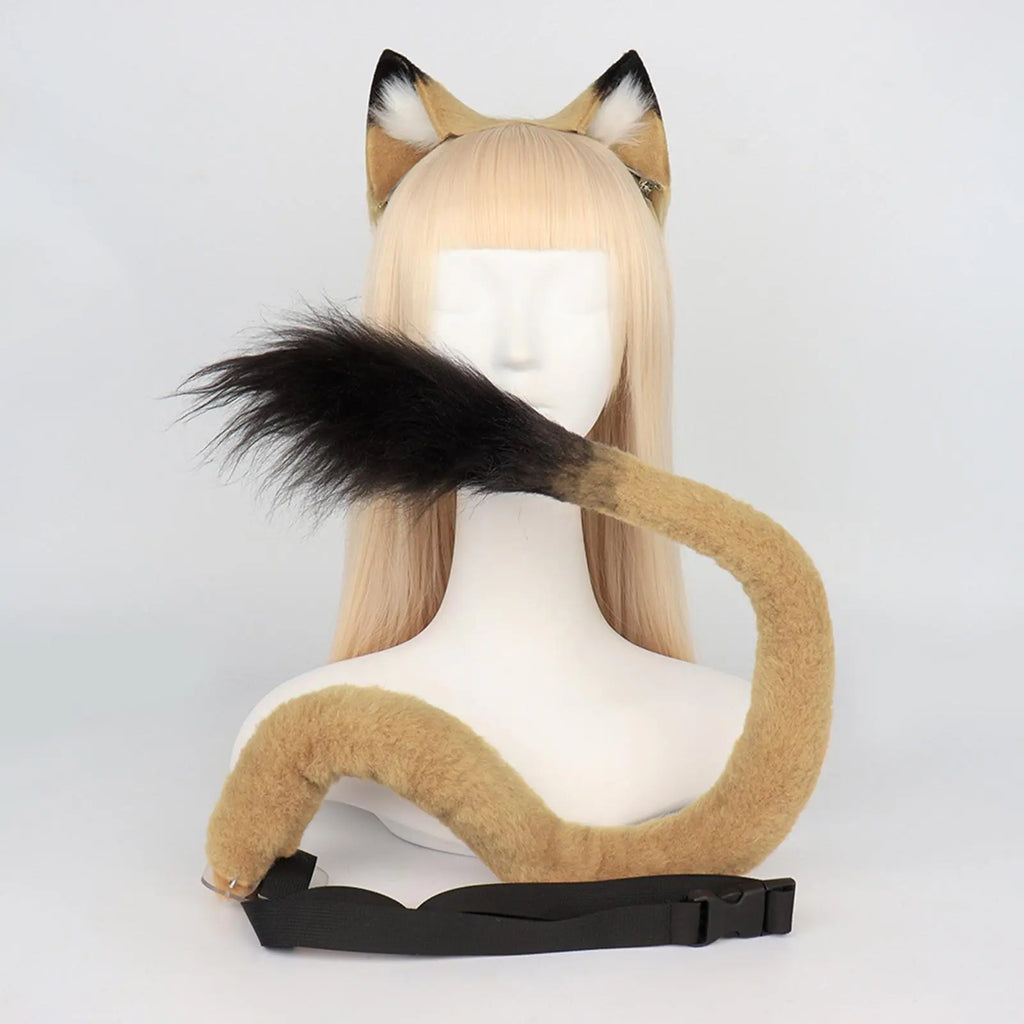 Plush Lion Ear and Tail for Kids Adults Bendable Tail Animal Ears Hair Clip Cosplay for Festival Fancy Dress Costume Accessory