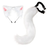 Wolf Fox Ear Hair Hoop Long Tail Set Adjustable Belt Anime Cosplay Props Headband Lolita Dress Halloween Party Costume Accessory