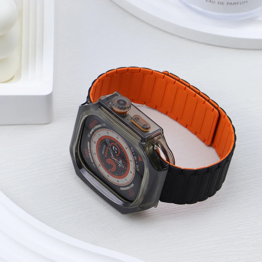 Magnetic Strap for Apple Watch Ultra2 Band 44mm 45mm 42mm 49mm 38 40mm 41mm Silicone Bracelet for IWatch Series 9 8 7 6 5 4 Se 3
