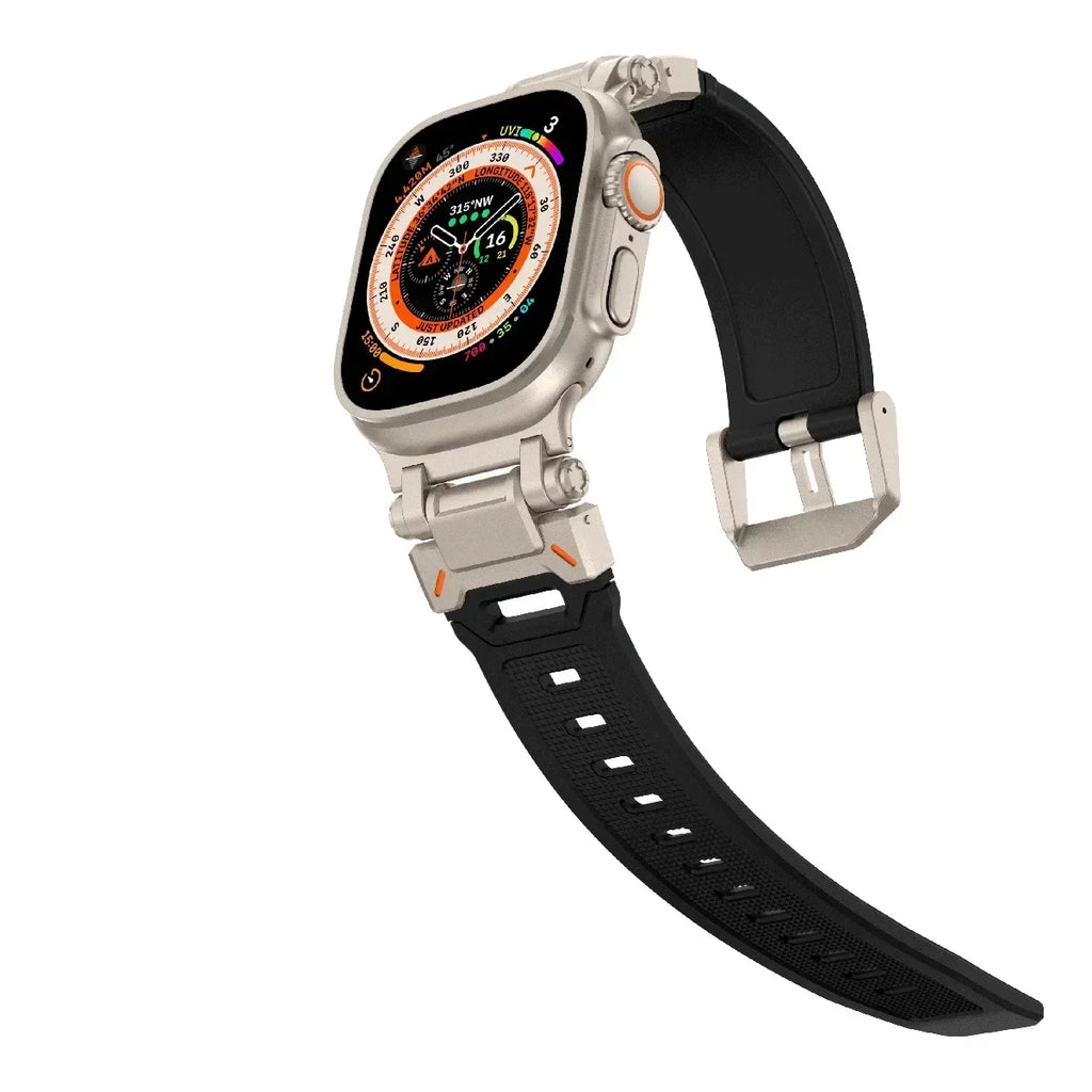 TPU Sport Strap for Apple Watch 9 45mm Ultra 2 49MM 44mm 42mm Titanium Color Silicone Watchband for IWatch Series 9 8 SE 7 6 4 5