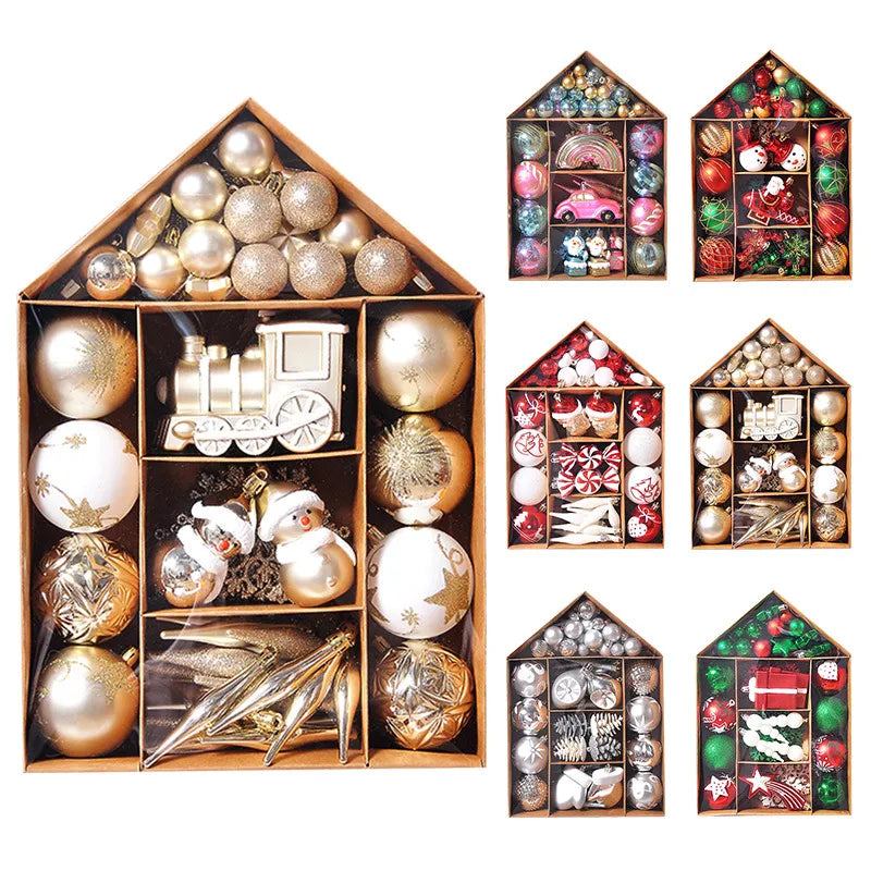 Christmas Tree Balls Ornaments Set 70pcs Big Ball Snowflake Star Xmas Tree Hanging Pendant Noel Navidad Home Decoration New Year