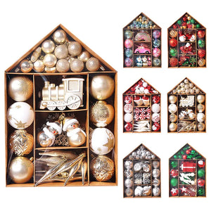 Christmas Tree Balls Ornaments Set 70pcs Big Ball Snowflake Star Xmas Tree Hanging Pendant Noel Navidad Home Decoration New Year