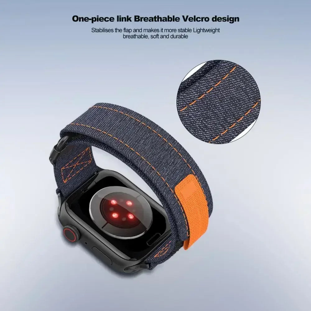 Canvas Sport Strap For Apple Watch Ultra2 49mm Loop Nylon Band For iWatch Series 8 7 6 SE 45mm 44mm 42mm 41mm 40mm 38mm Bracelet