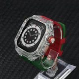 Transparent Modification Kit For Apple Watch 49mm Ultra Luxury Glacier Case Rubber Band IWatch Series 8 7 6 SE 45mm 44mm Mod KIT