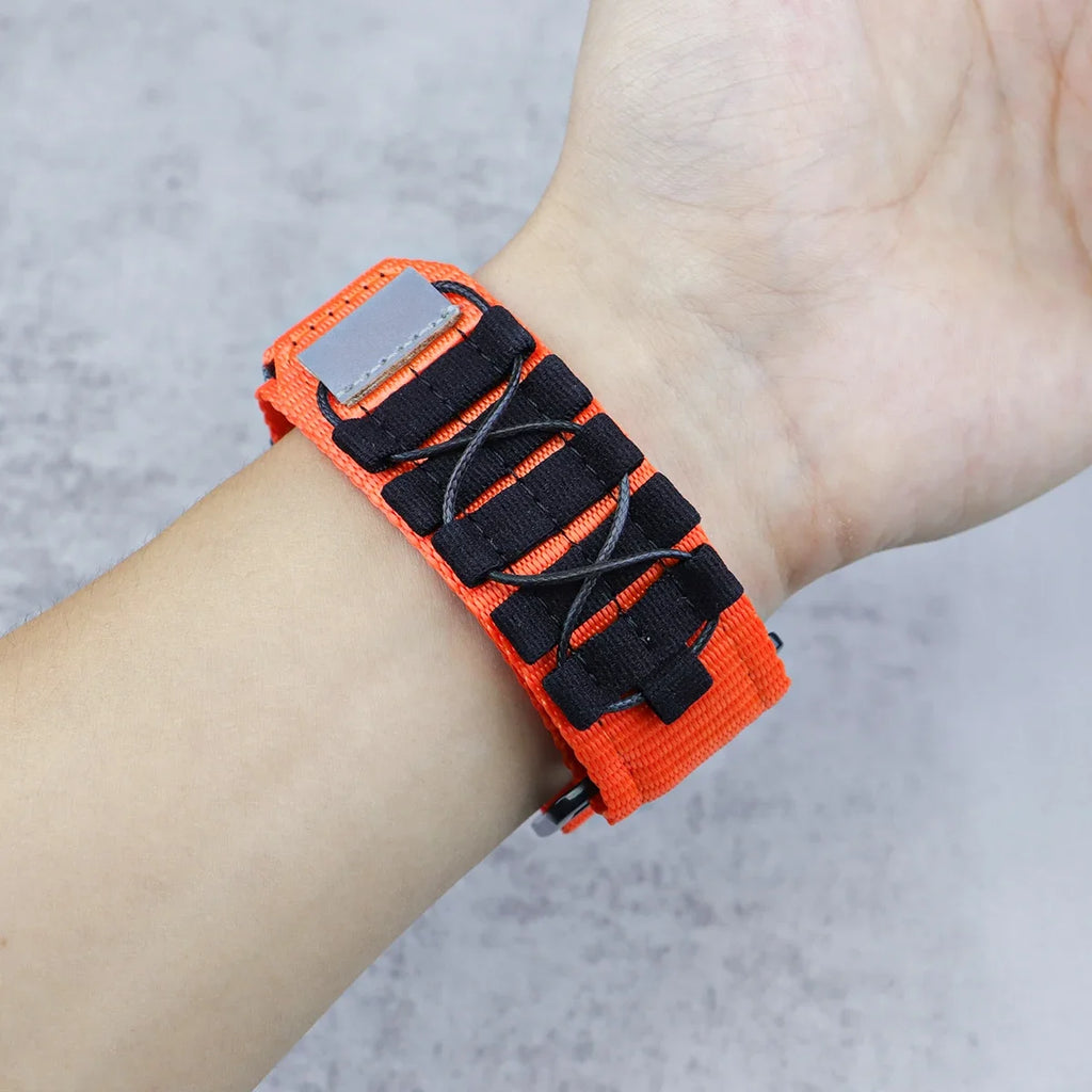 Nylon Sports Strap+Case for Apple Watch Band Ultra 49mm Tactical Woven Loop with Ultra PC Protective Case for iwatch Ultra2 49mm