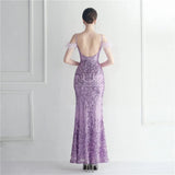 Sexy Slit Long Sequin Evening Dresses Luxury Feather Stretch Sleeveless Cocktail Party Prom Dress